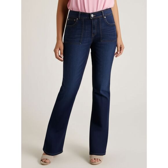 Flare Leg Jeans Women's Size 15 Flare Leg Dark Wash Retro Style - Picture 1 of 8